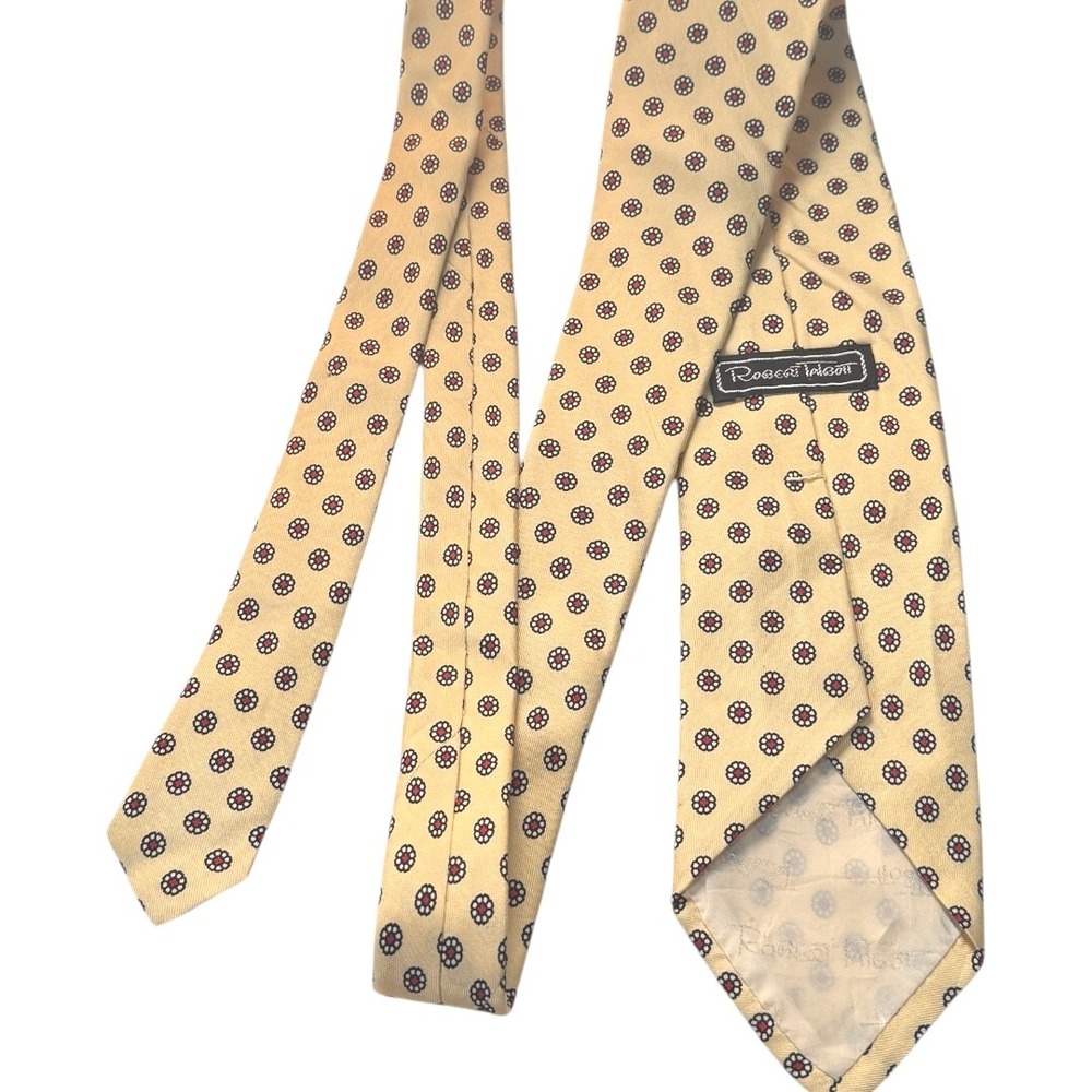 Robert Talbott Silk Necktie Yellow Red Floral Pattern Formal Men Accessory